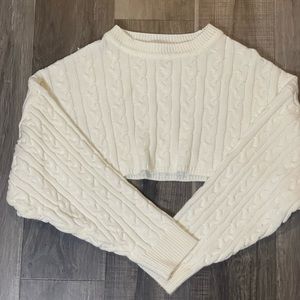 White knit cropped sweater